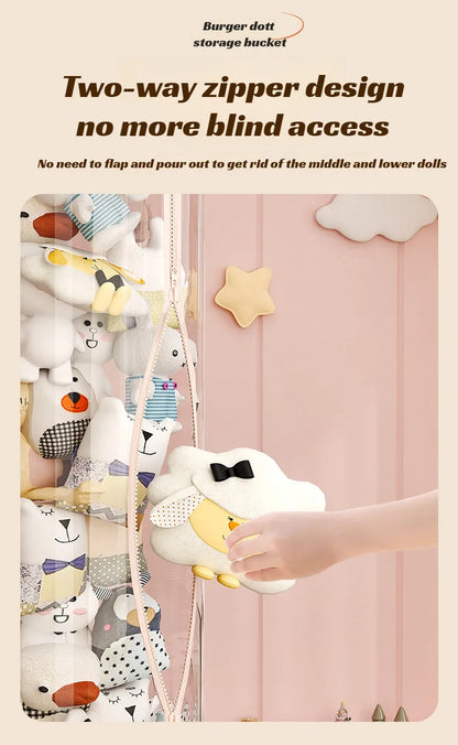 Large Transparent Toy Storage Bucket with Wheels – Kids’ Plush Organizer