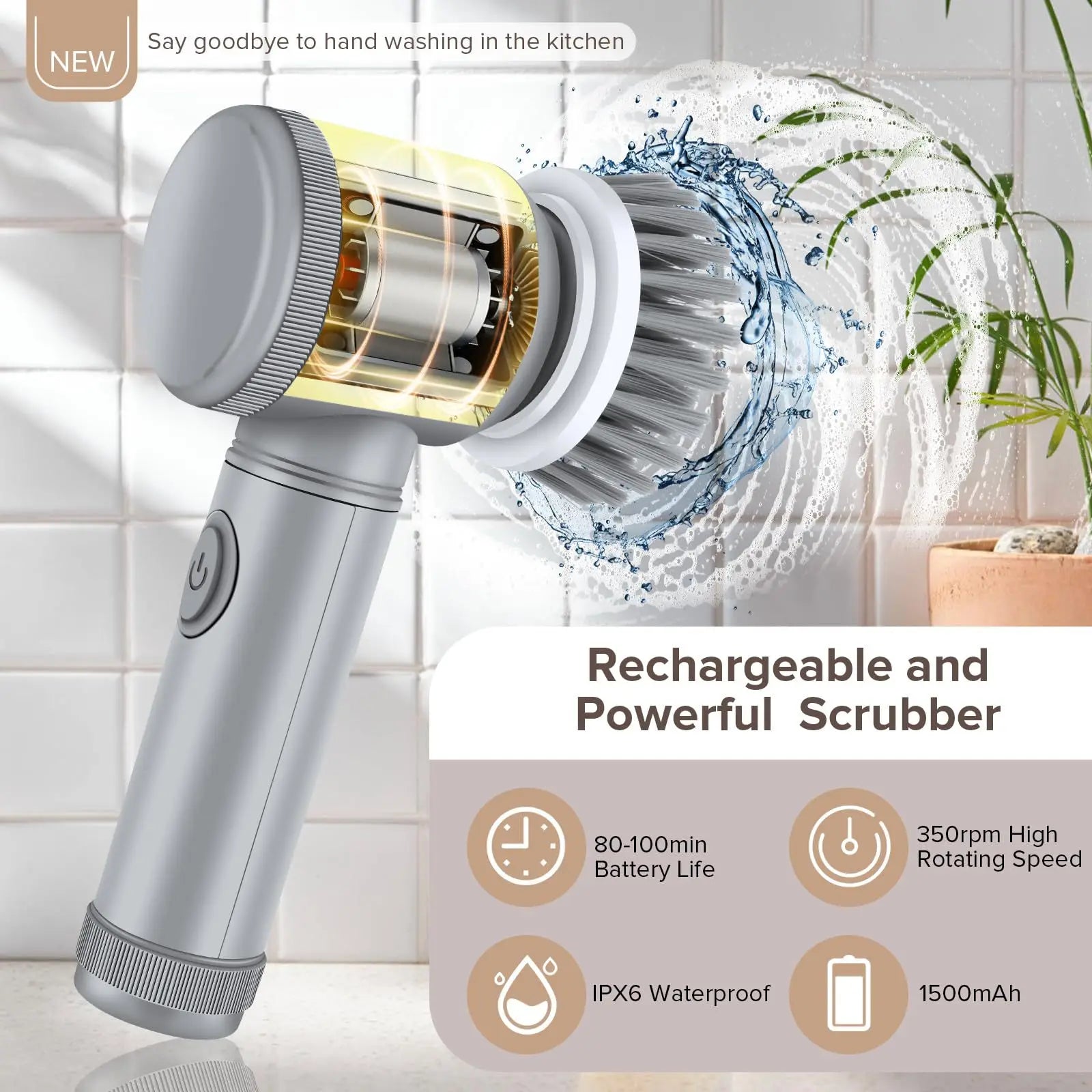 Spin Scrubber Electric Rechargeable with 5-in-1 Brush Heads