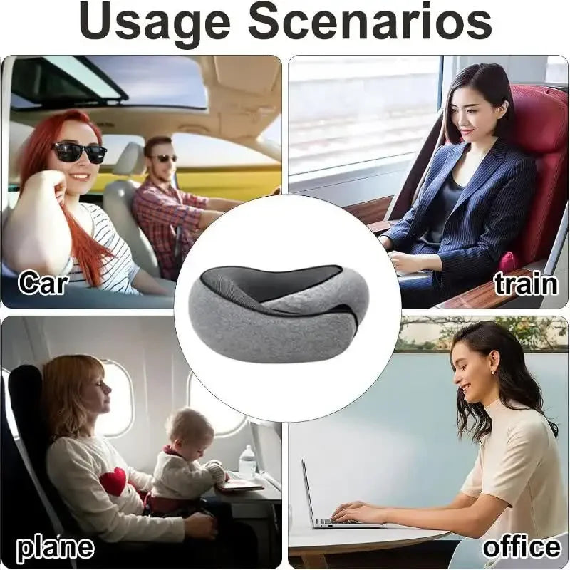 Memory Foam Neck Pillow – U-Shaped Ergonomic Travel Pillow with Adjustable Support for Airplane, Car