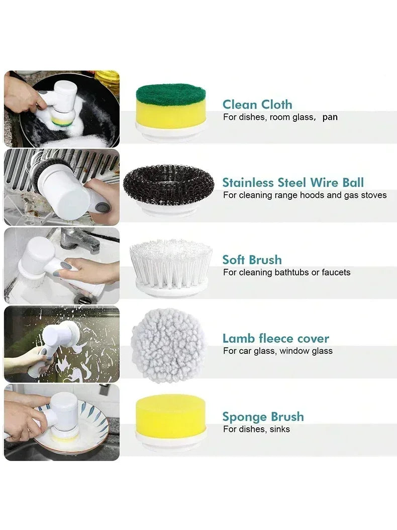 Spin Scrubber Electric Rechargeable with 5-in-1 Brush Heads