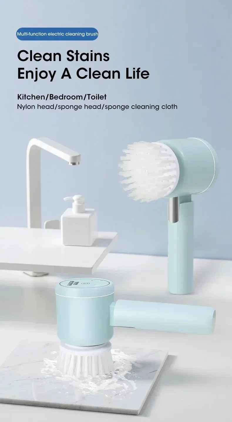 Spin Scrubber Electric Rechargeable with 5-in-1 Brush Heads