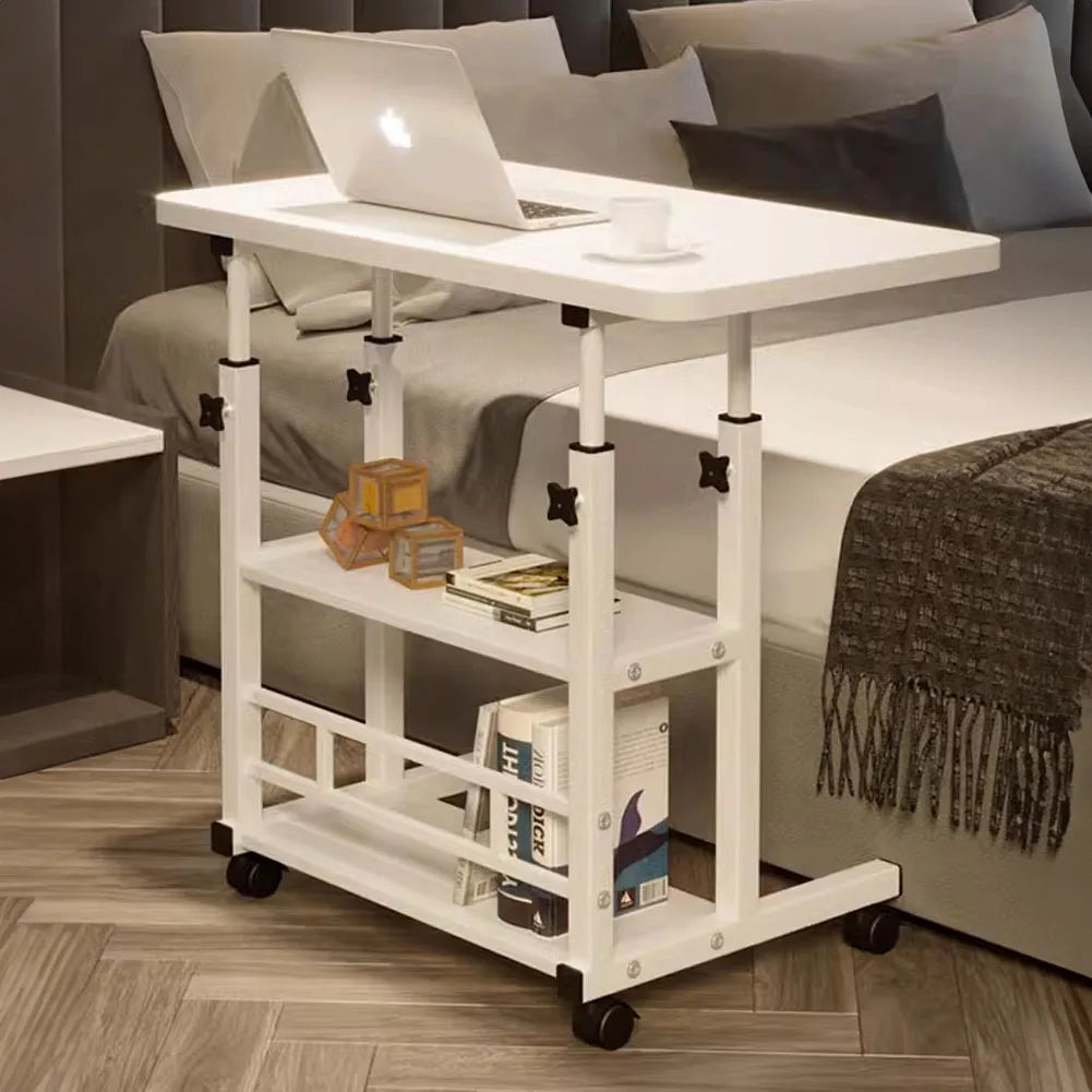 Height Adjustable Mobile Table Overbed Desk with Wheels Multi Color