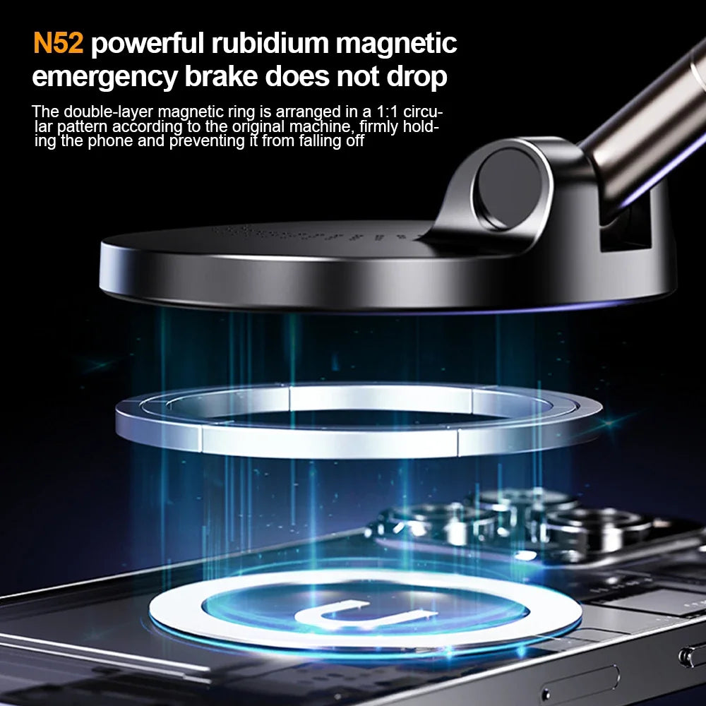 360 degree Rotation Foldable Magnetic Phone Holder, Vacuum Suction Cup Wireless Charger, Portable Universal Mount for Car, Gym