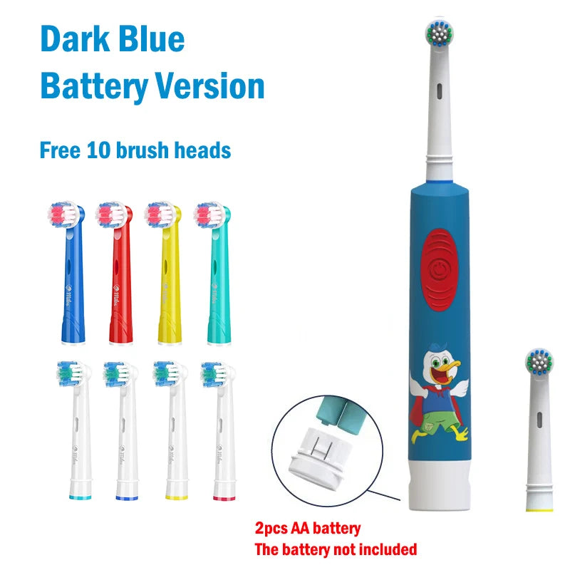 Kids Electric Toothbrush Soft Bristle Colorful Cartoon Rounded Vibrate Heads Teeth Brush Gum Care Battery Power 3-15 Years Old