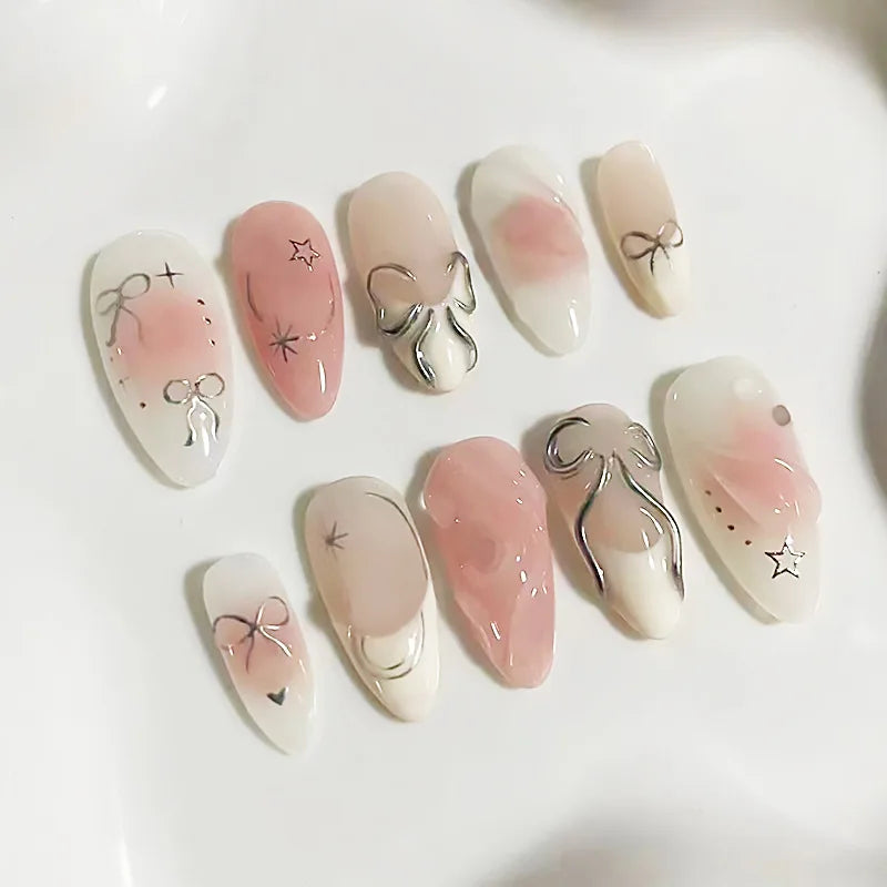 24pcs Deep Red Simple French Fake Nails Baroque Starry Ins Press on Nails For Women Wearable Detahcble Short Almond Fake Nails