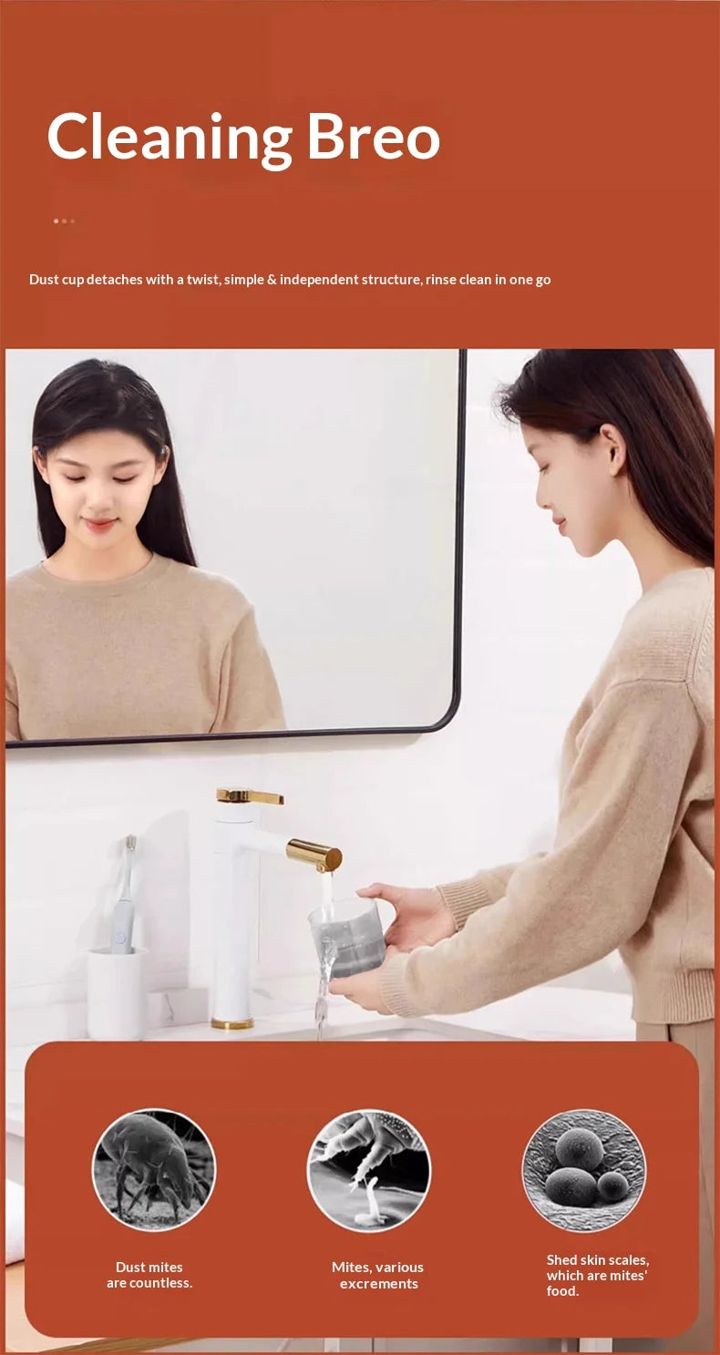 UV-C Sterilizing Cordless Handheld Vacuum, HEPA Filtration & Warm Air Dryer, Efficient Dust Mite Cleaner for Bedding, Sofa
