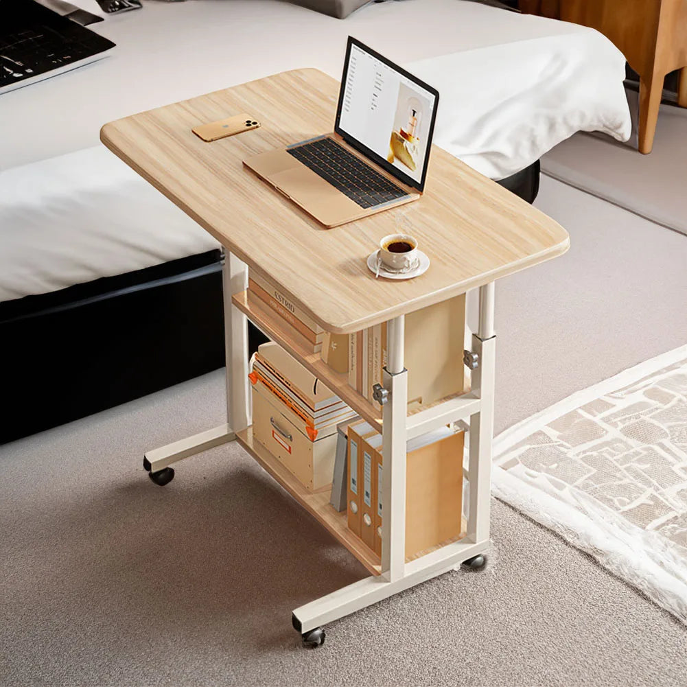Height Adjustable Mobile Table Overbed Desk with Wheels Multi Color
