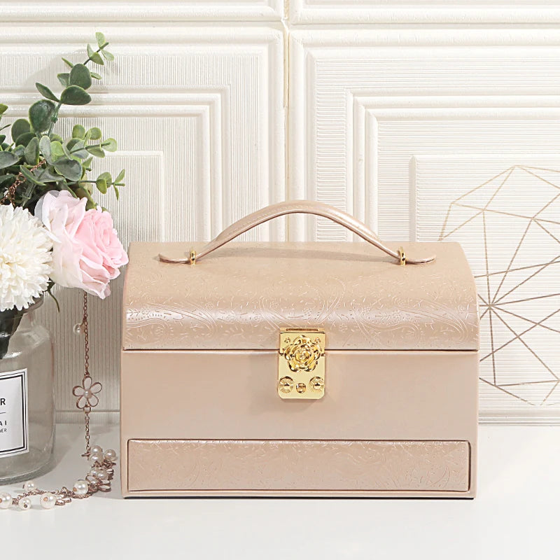 3-Layer Jewelry Storage Box with Lock for Women Watch