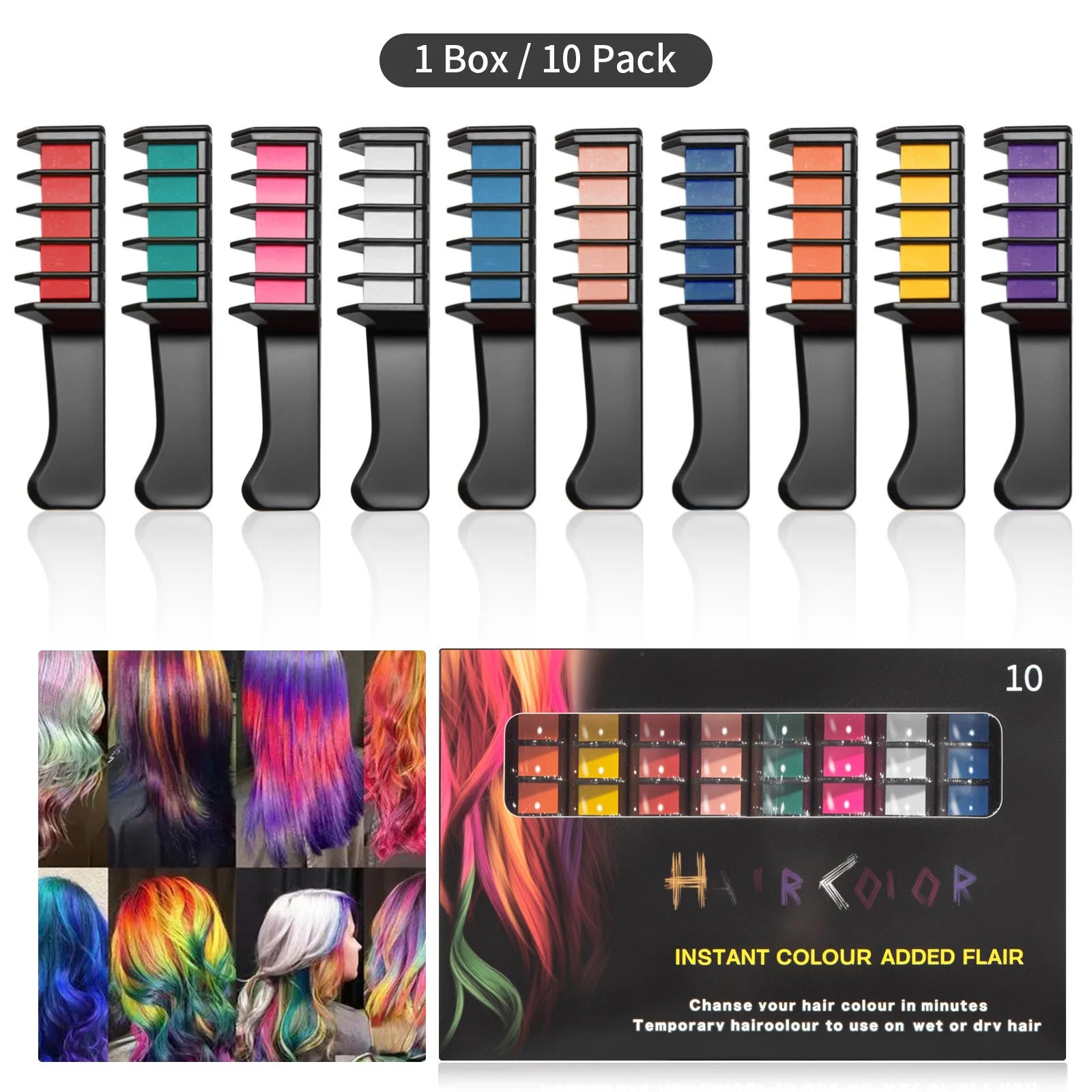 6/10PC Children S Hair Dye Comb Toy Set Girls Makeup Pretend Play Disposable Multi Color Hair Dye Outfit Role Playing Prop Set