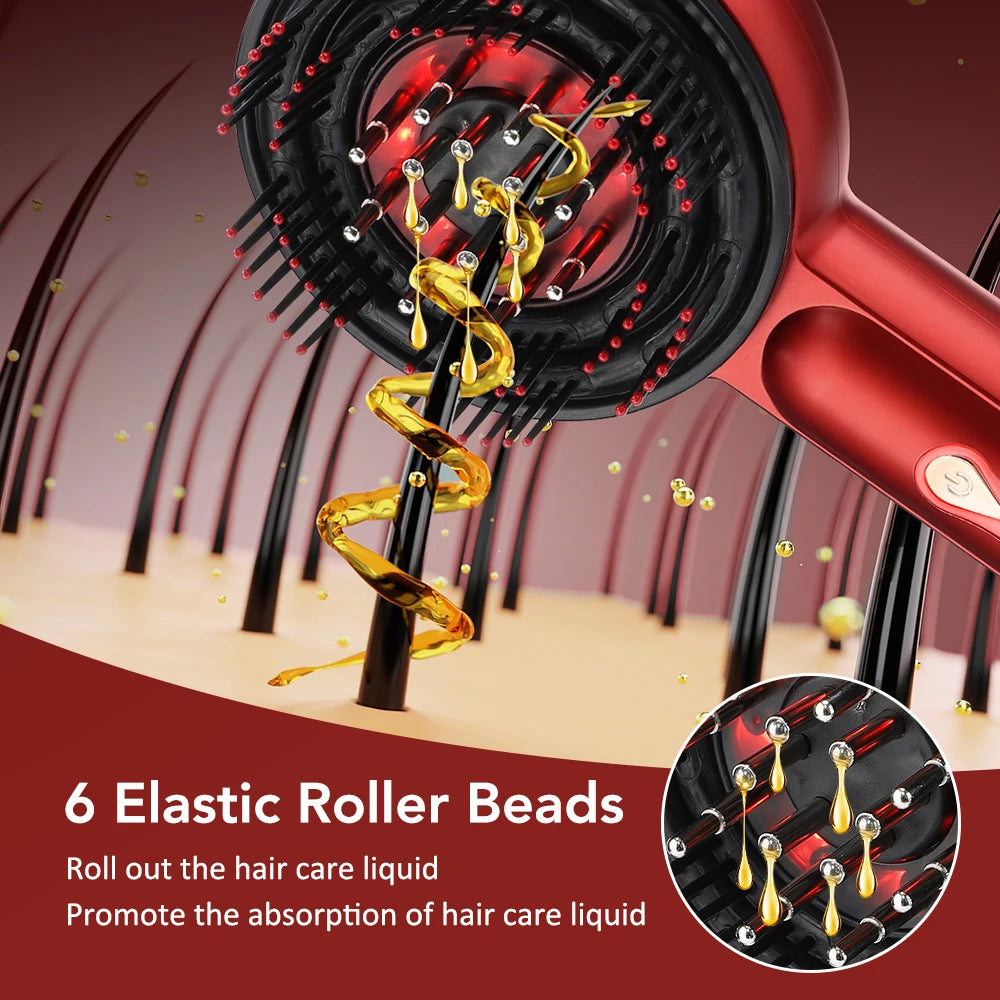 Electric Vibration Scalp Massager & Advanced Red Light Hair Growth Brush