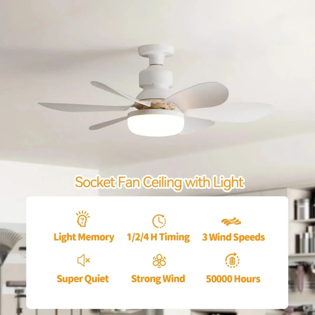 30W White Multifunctional Flower Shaped Ceiling Fan Light with Remote Dimming Function Suitable for Living Room Study ＆ Home Use