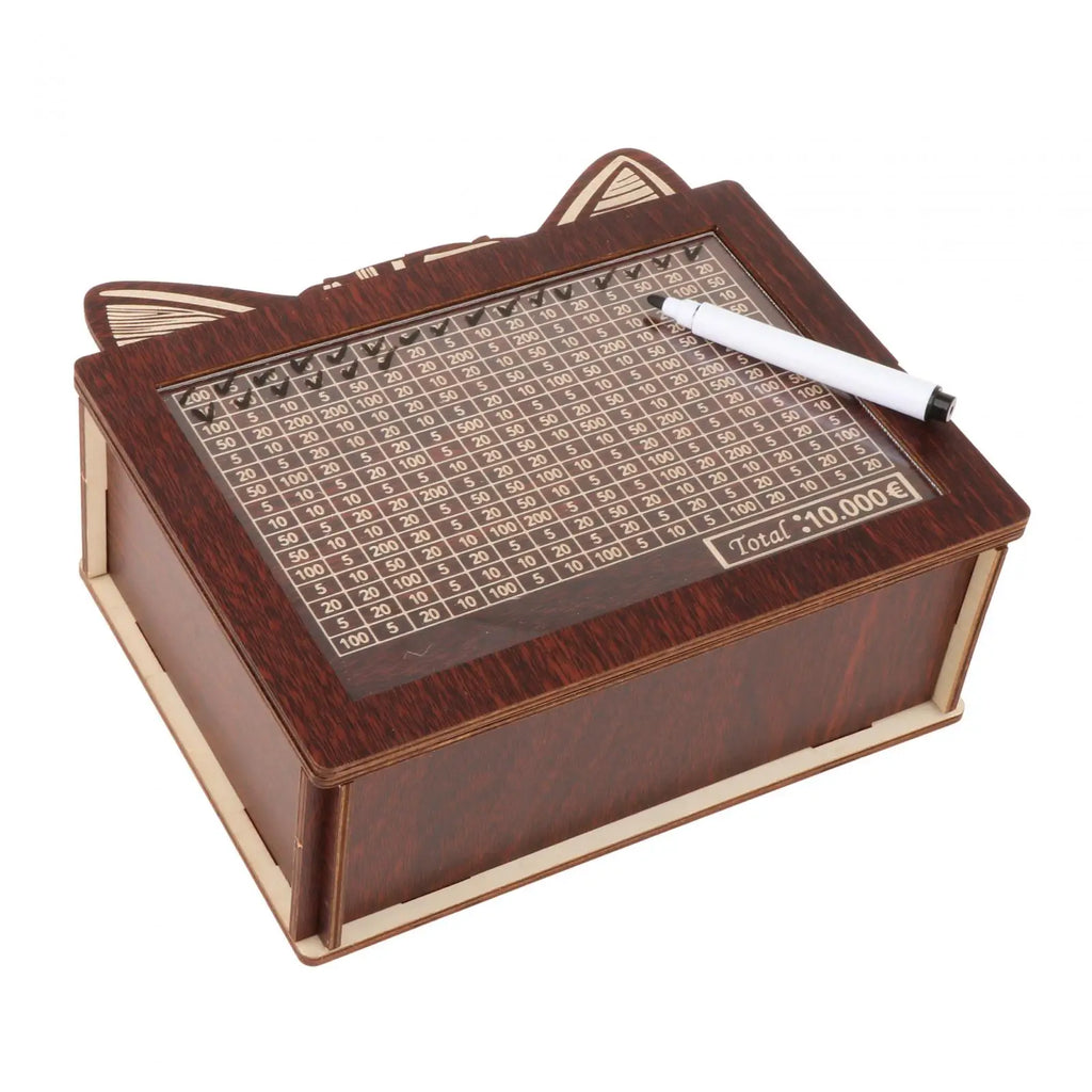 Piggy Bank with Marking Pen Money Box with Counter Wooden Money Box Money Jar Piggy Bank Savings Goal Cash Box Money Saving Cha