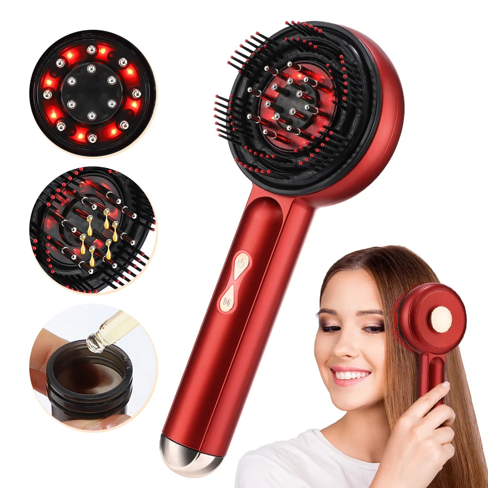 Electric Vibration Scalp Massager & Advanced Red Light Hair Growth Brush