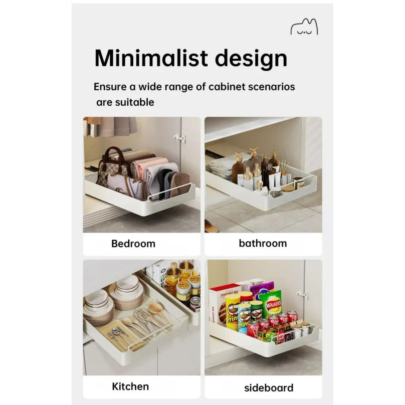 Kitchen Storage metal holdetr with Slide Rails Pull-out Drawer Storage Tray Spice Storage Rack Cabinets Organizer