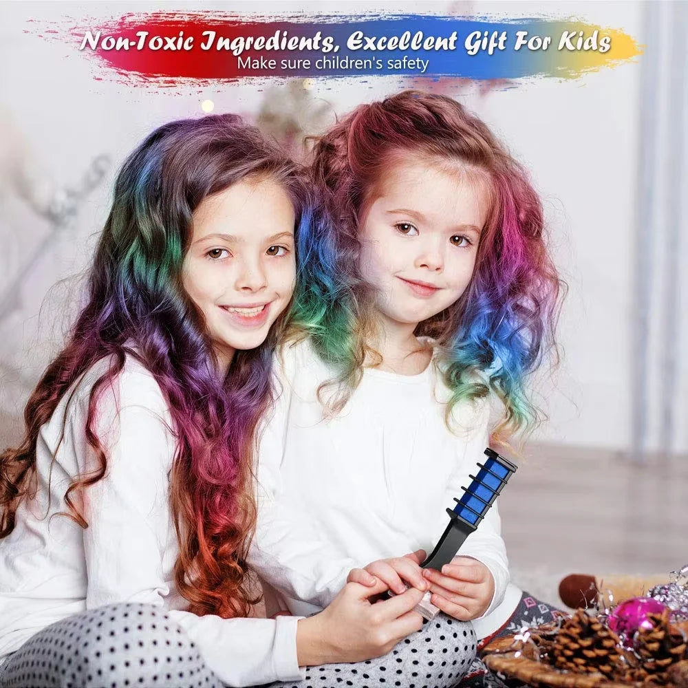 6/10PC Children S Hair Dye Comb Toy Set Girls Makeup Pretend Play Disposable Multi Color Hair Dye Outfit Role Playing Prop Set