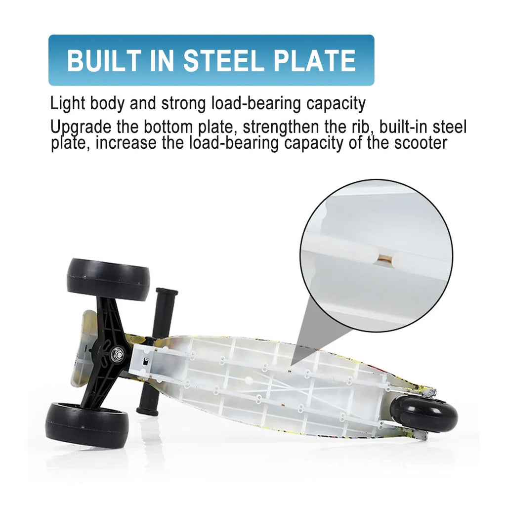 Kids Scooter 3 Wheels Folding Foot Scooters LED Shine Balance Bike Adjustable Height Skateboard Kick Scooter for Kids Sport Toy