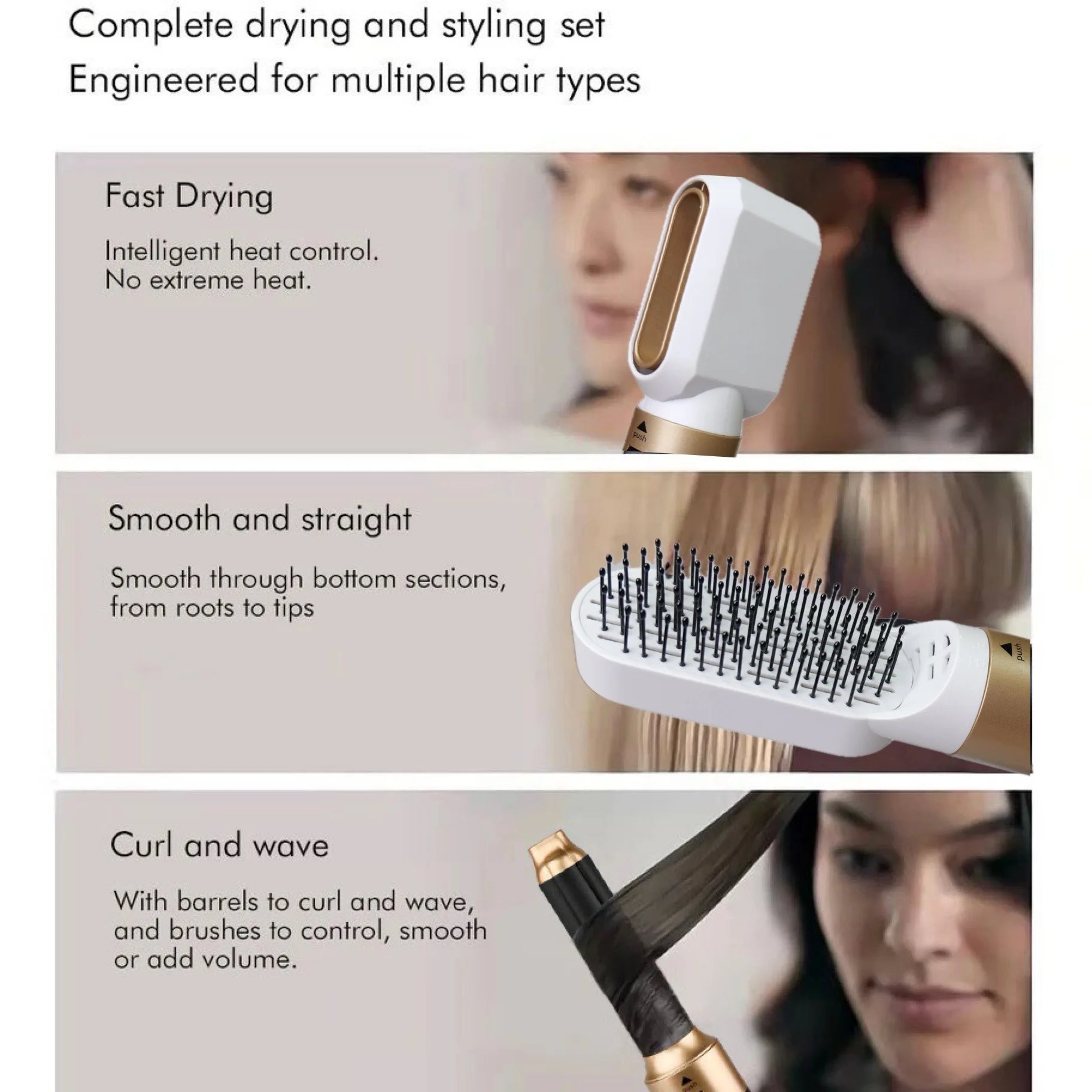 Professional 1000W Salon Hair Dryer Styler 65000RPM Brush Multifunction 5-in-1 Blow Dryer Straightener for Hotels Outdoor Use