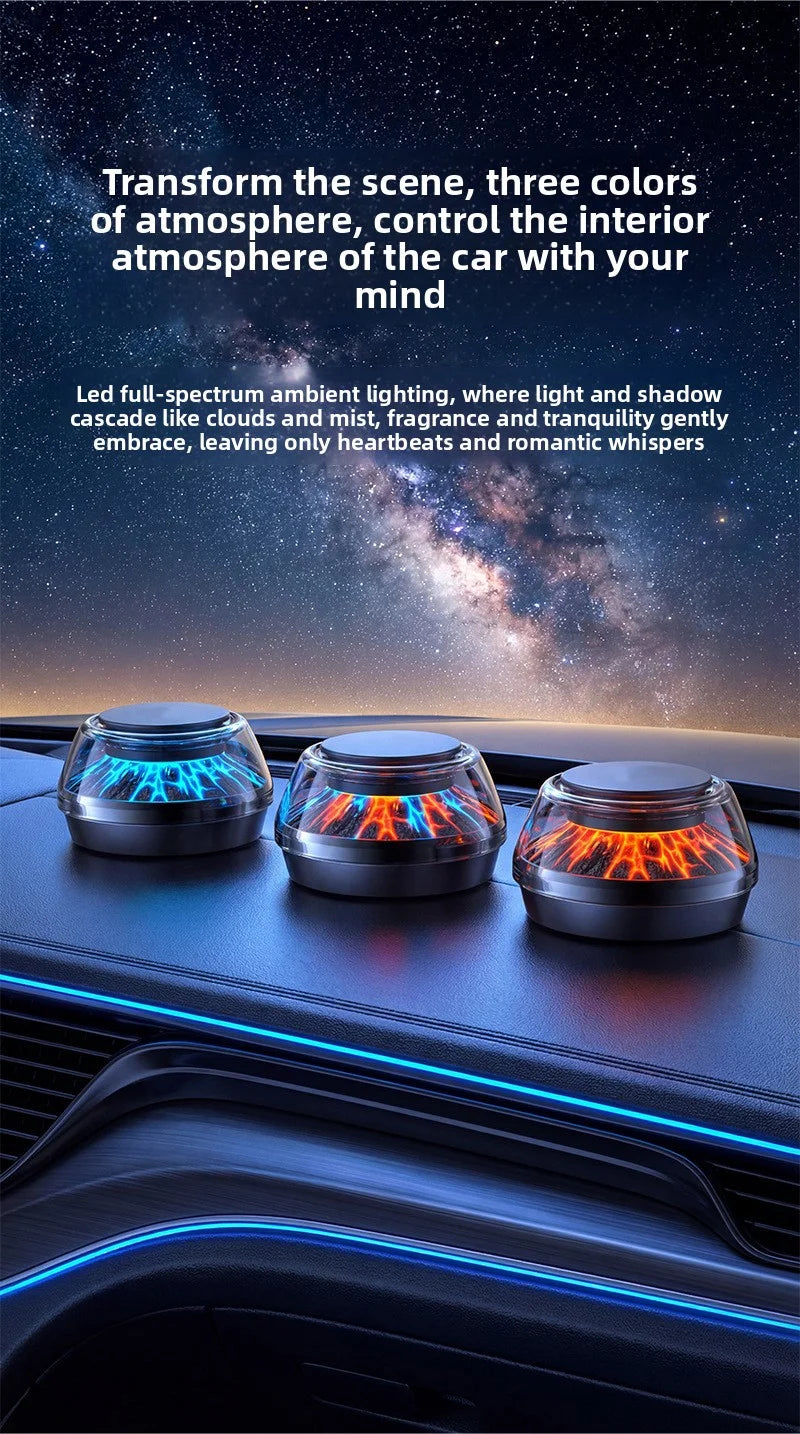 360° View Mirror Mount Volcanic Iceberg Car Diffuser - Air Purifying, Solar Powered, Forest & Floral Scents, Elegant Auto Decor