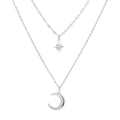 DOTIFI Stainless Steel Eight-Pointed Star Moon Pendant Double-Layer Necklace Women's Fashion Minimalist Commuter Chain Jewelry