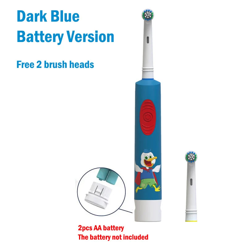 Kids Electric Toothbrush Soft Bristle Colorful Cartoon Rounded Vibrate Heads Teeth Brush Gum Care Battery Power 3-15 Years Old