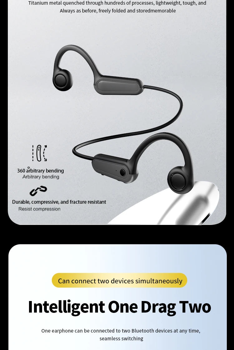Bone Conduction Bluetooth Earphones Waterproof & Wireless