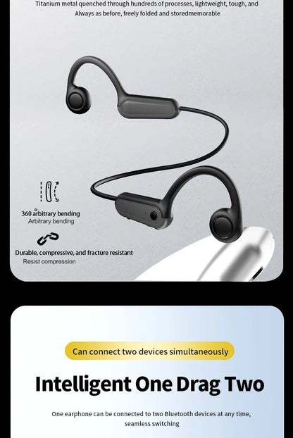 Bone Conduction Bluetooth Earphones Waterproof & Wireless