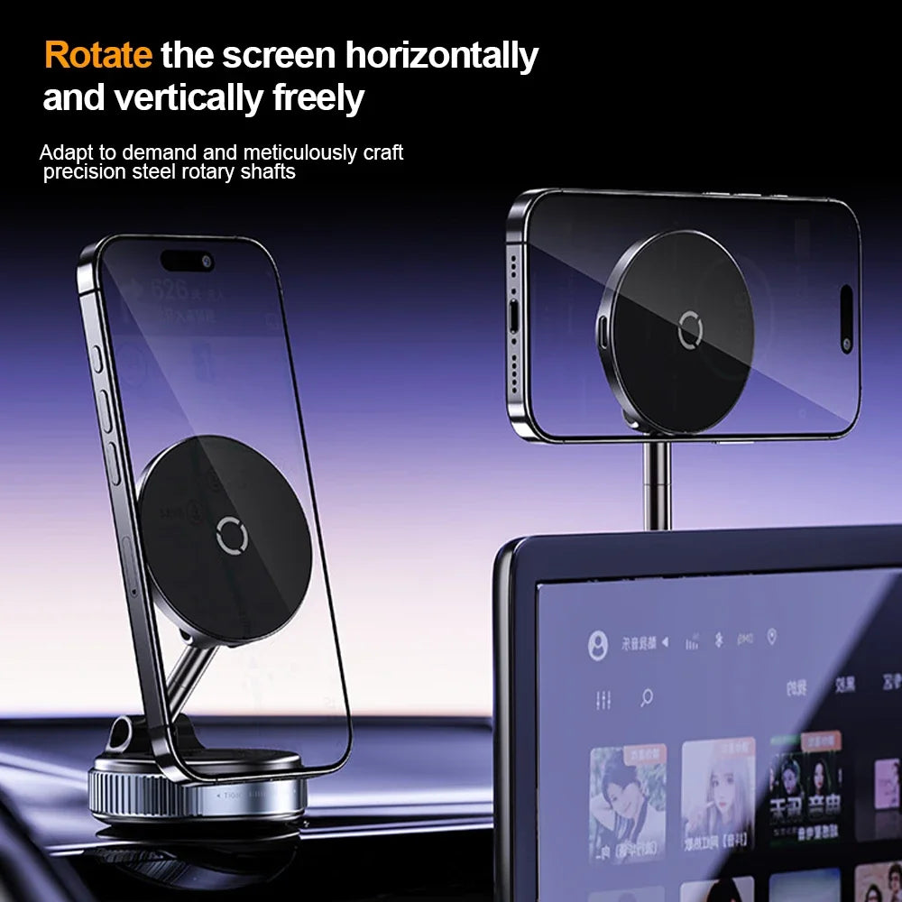 360 degree Rotation Foldable Magnetic Phone Holder, Vacuum Suction Cup Wireless Charger, Portable Universal Mount for Car, Gym