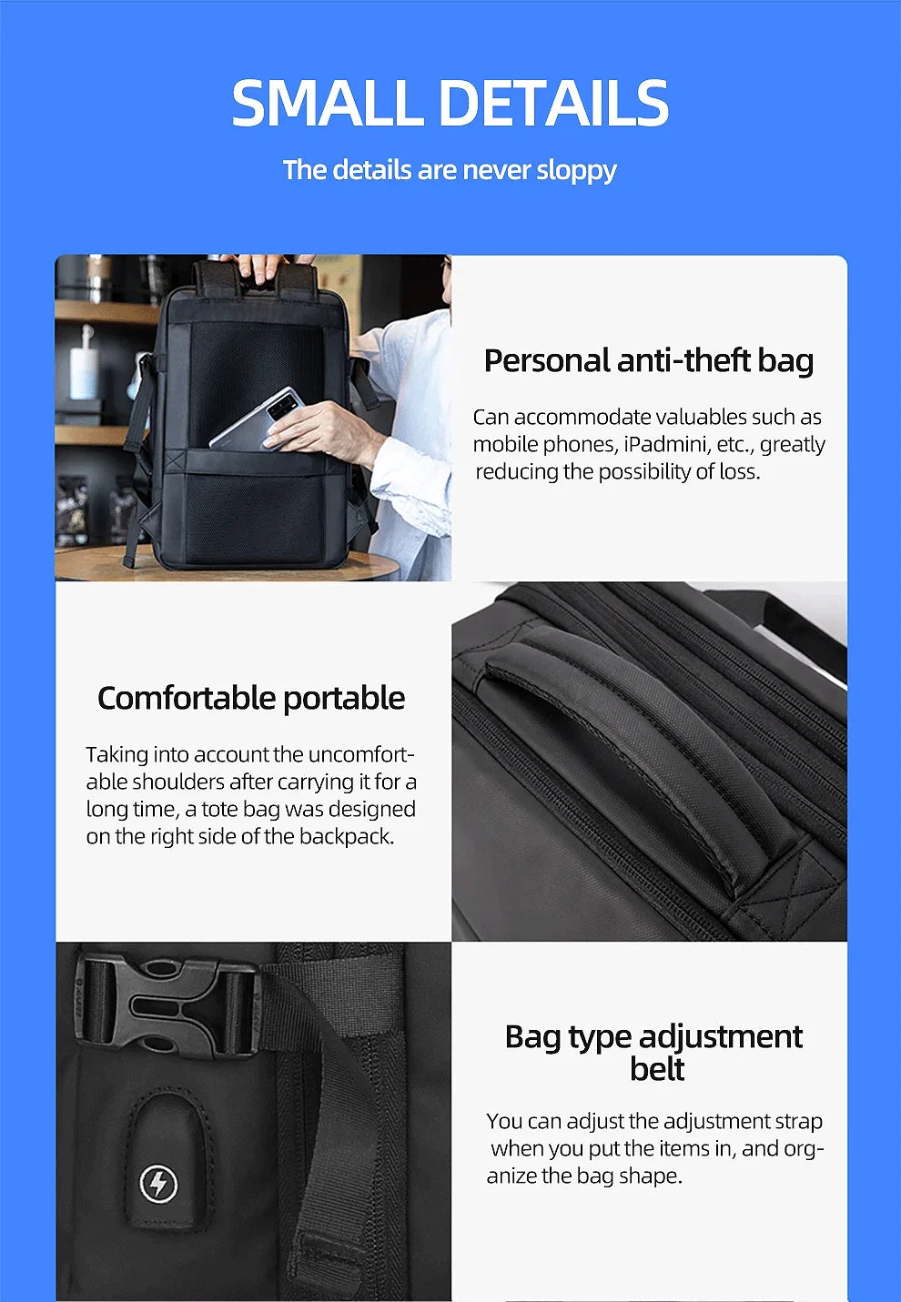 Men Backpack Waterproof Business Laptop Backpack  Travel Bag
