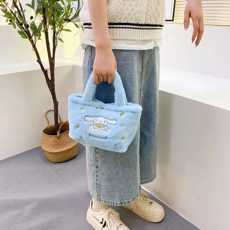Sanrio Cinnamoroll Pochacco Plush Bag Kawaii Soft Plushies Handbag Cute Storage Bag Shopping Bags Women Girls Gifts