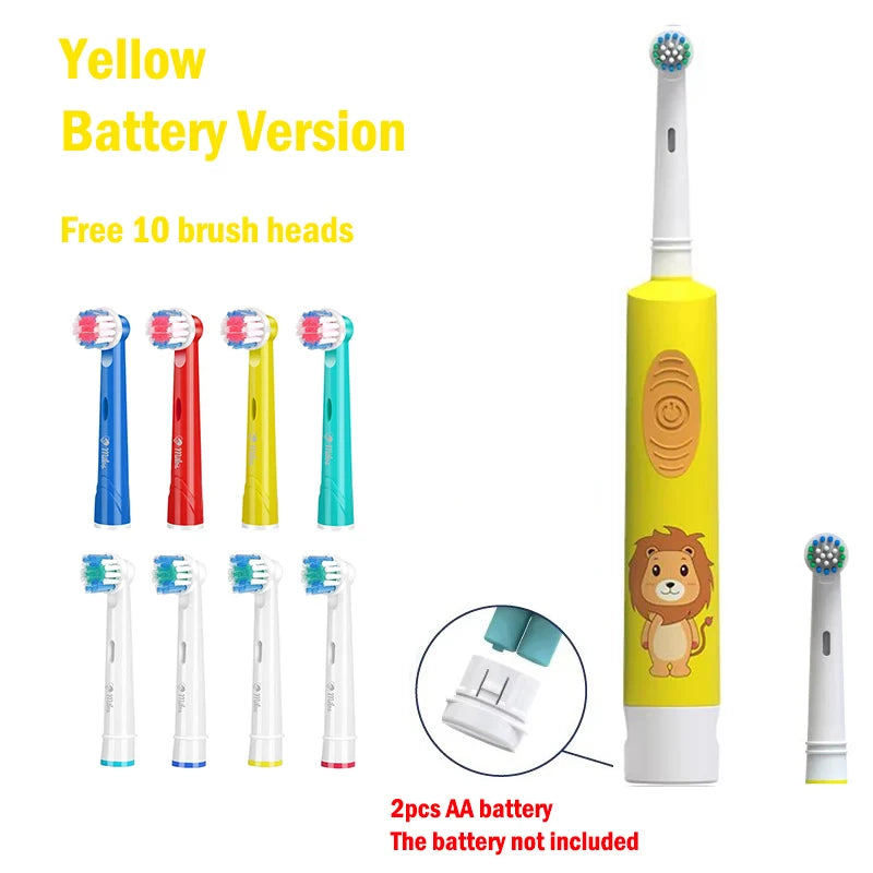 Kids Electric Toothbrush Soft Bristle Colorful Cartoon Rounded Vibrate Heads Teeth Brush Gum Care Battery Power 3-15 Years Old