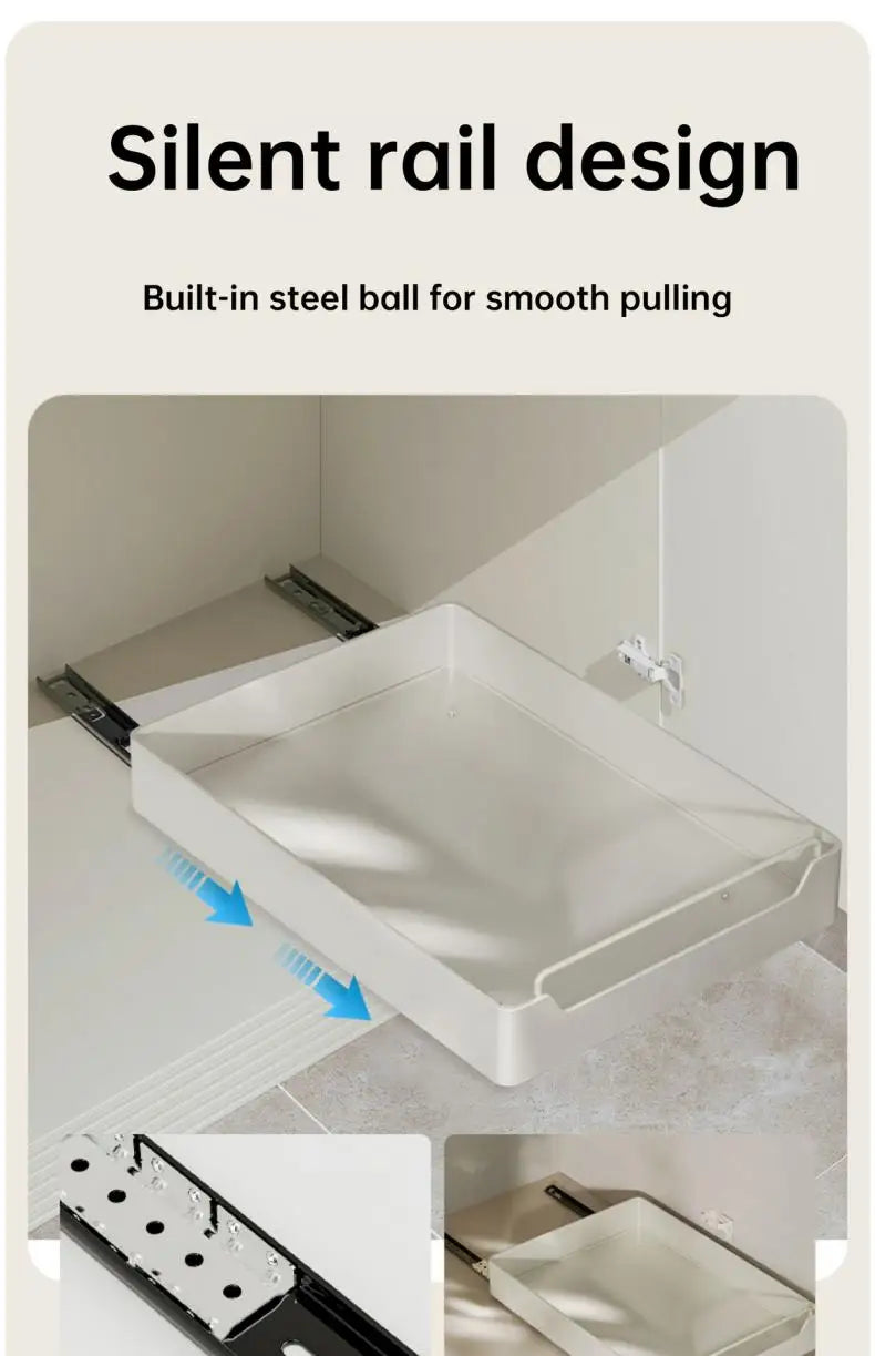 Kitchen Storage metal holdetr with Slide Rails Pull-out Drawer Storage Tray Spice Storage Rack Cabinets Organizer