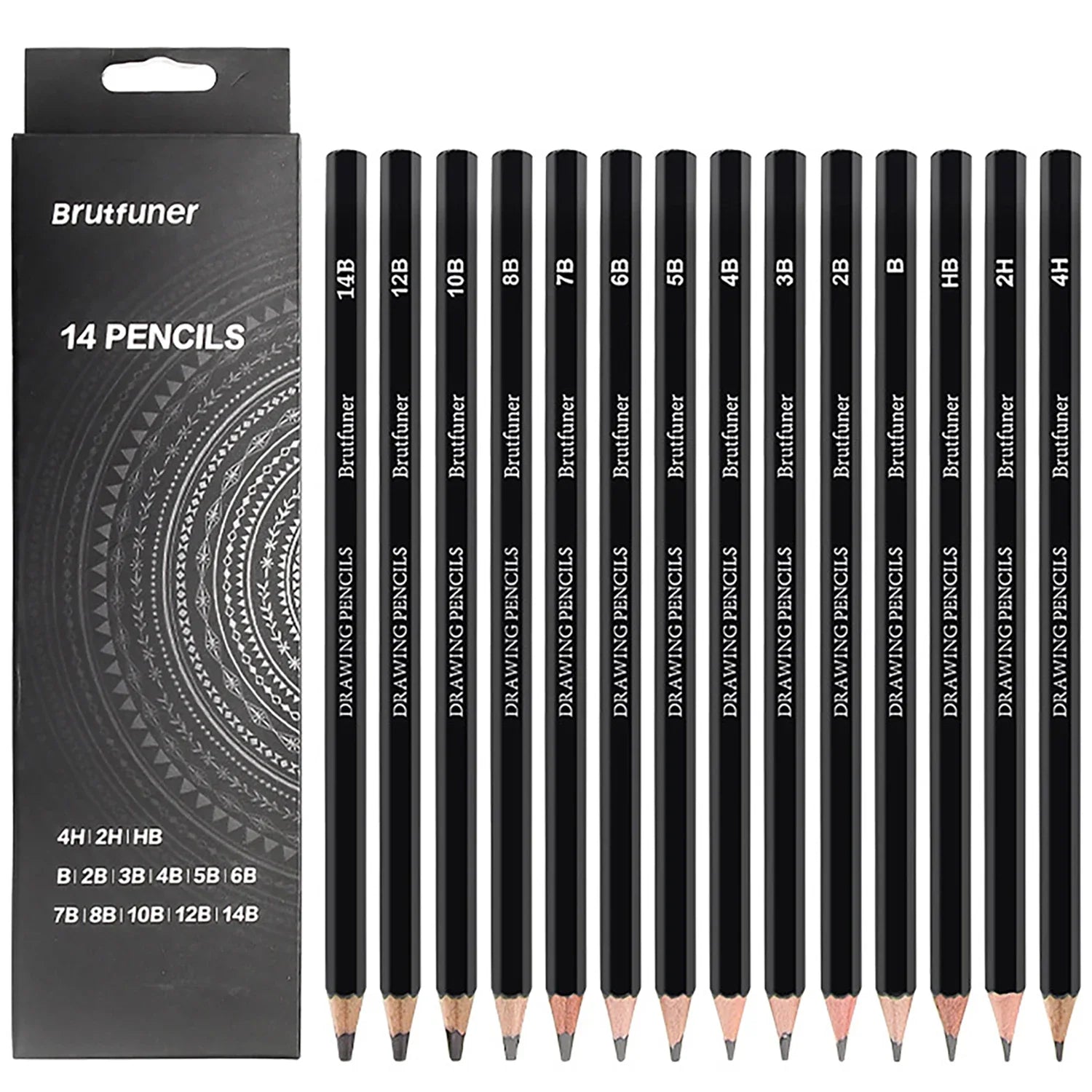 6/29 pcs Pro Sketching Drawing Pencils Set with Roll-Up Nylon Case,14 Graphite Pencils (14B-5H), Charcoal Pencils,Erasers