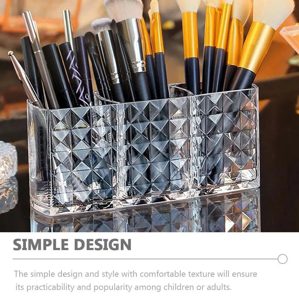 3 Slots Makeup Brush Holder Makeup Organizer Cosmetic Storage Box Lipstick Eyebrow Pencil Display Stand Acrylic Transparent Box