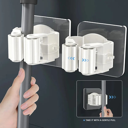 Multi-Purpose Strong Adhesive Wall Hooks – Mop & Broom Hanger