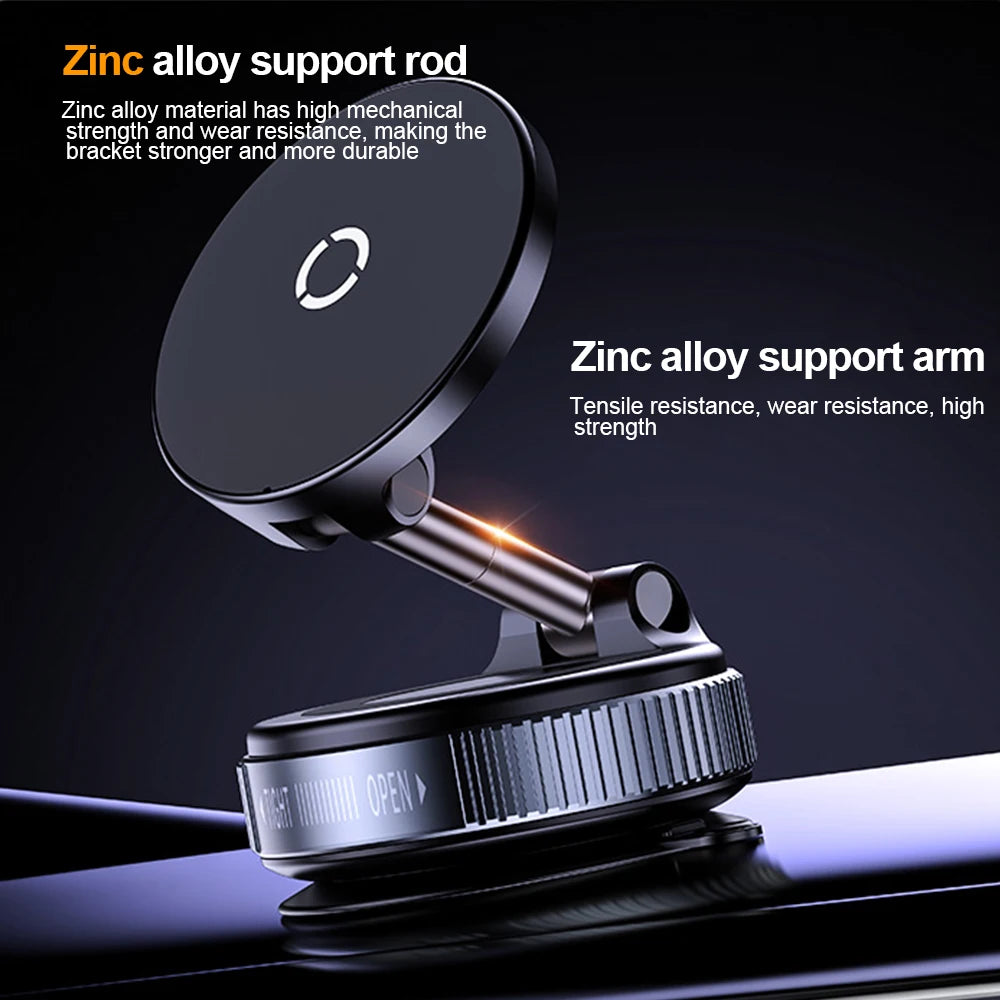 360 degree Rotation Foldable Magnetic Phone Holder, Vacuum Suction Cup Wireless Charger, Portable Universal Mount for Car, Gym