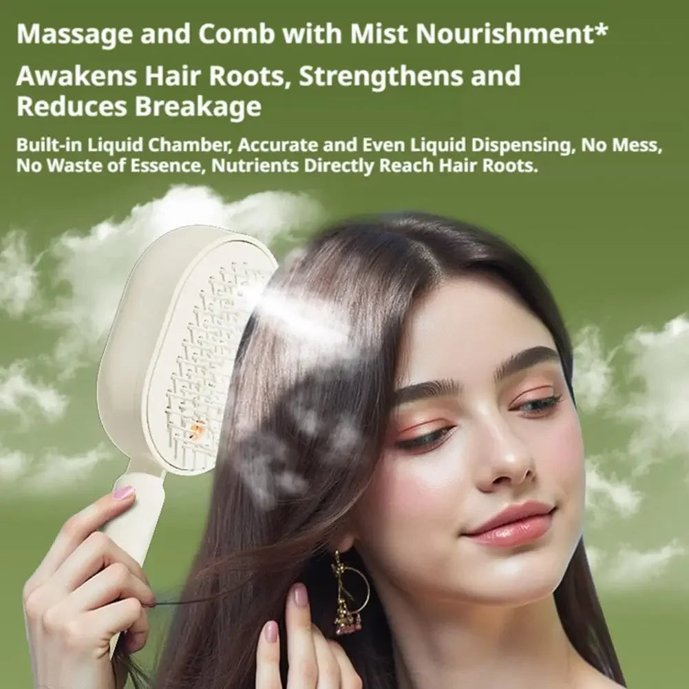 HOT Electric Spray Hair Comb Air Cushion Massage 3 in 1 Self Cleaning Steam