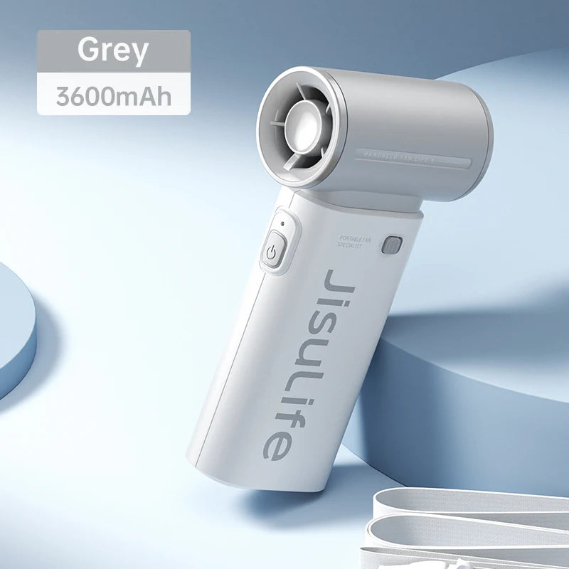 JISULIFE Handheld Turbo Fan, Super Strong Wind, 5 Speeds, Long Battery Life, 5000mAh USB Rechargeable, Multipurpose Pocket Fan