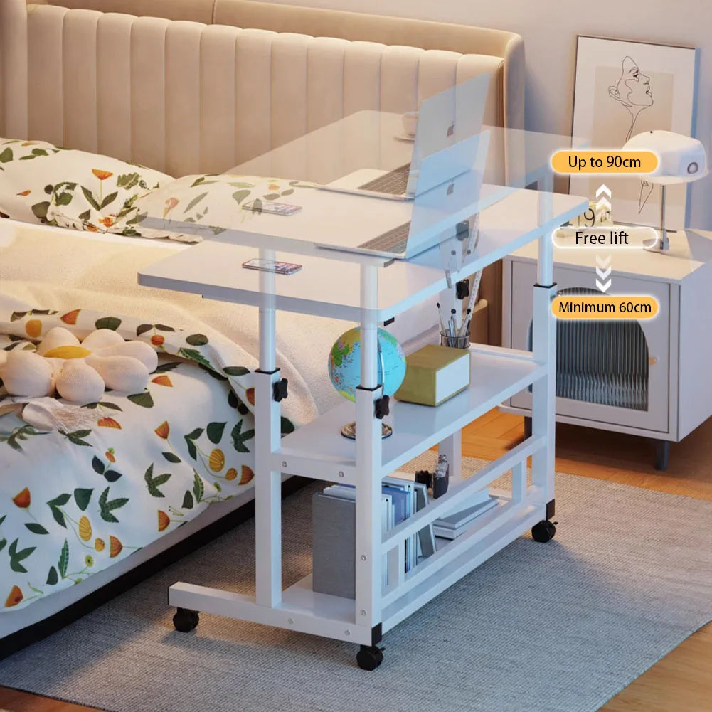Height Adjustable Mobile Table Overbed Desk with Wheels Multi Color