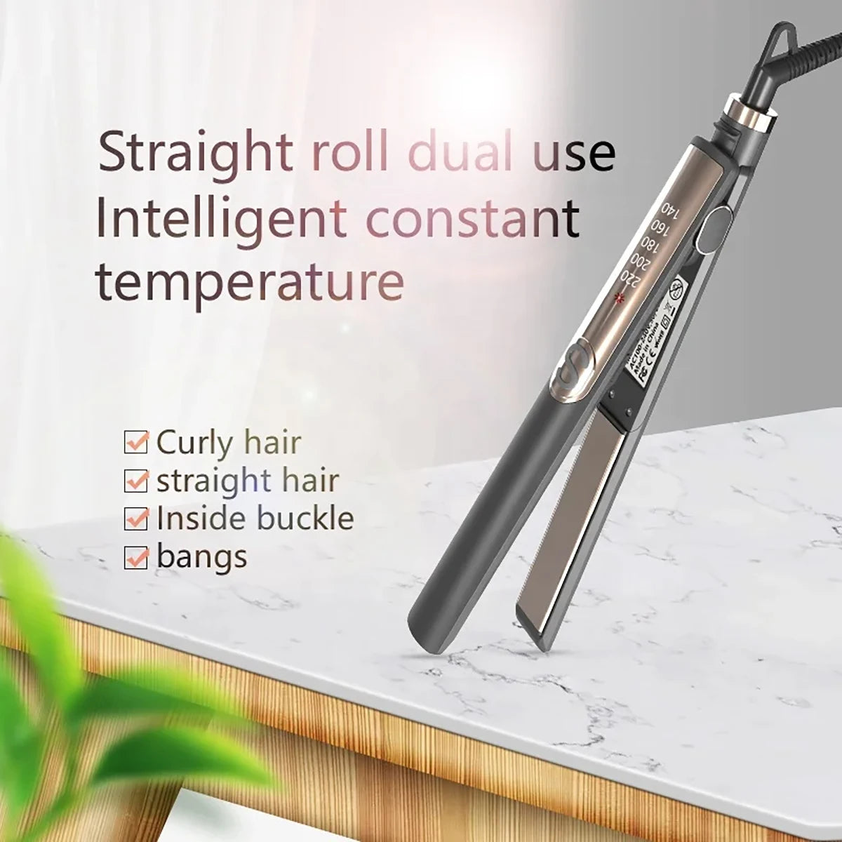 Professional Hair Straightener Curling Iron Ceramic Plate Negative Ion Plate Even