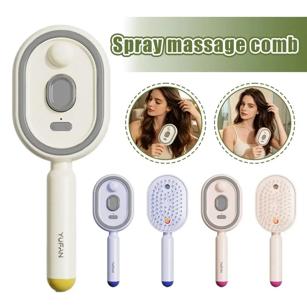 HOT Electric Spray Hair Comb Air Cushion Massage 3 in 1 Self Cleaning Steam