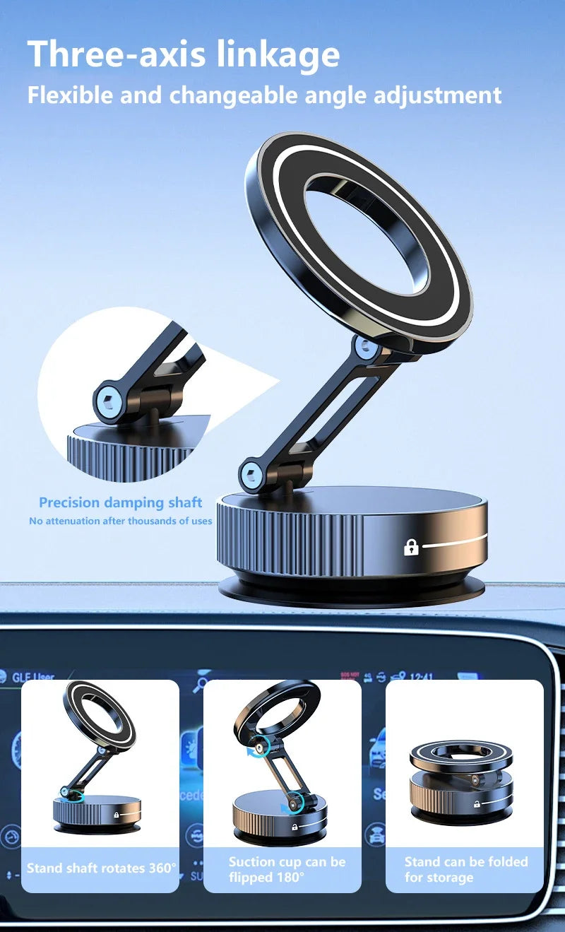 Phone Holder 360°Rotation Magnetic Car Mechanical Stand Vacuum Suction Cup Adsorption Bracket Navigation Universal Holder