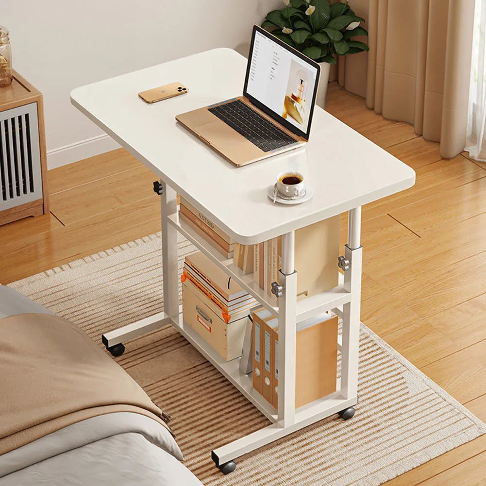 Height Adjustable Mobile Table Overbed Desk with Wheels Multi Color