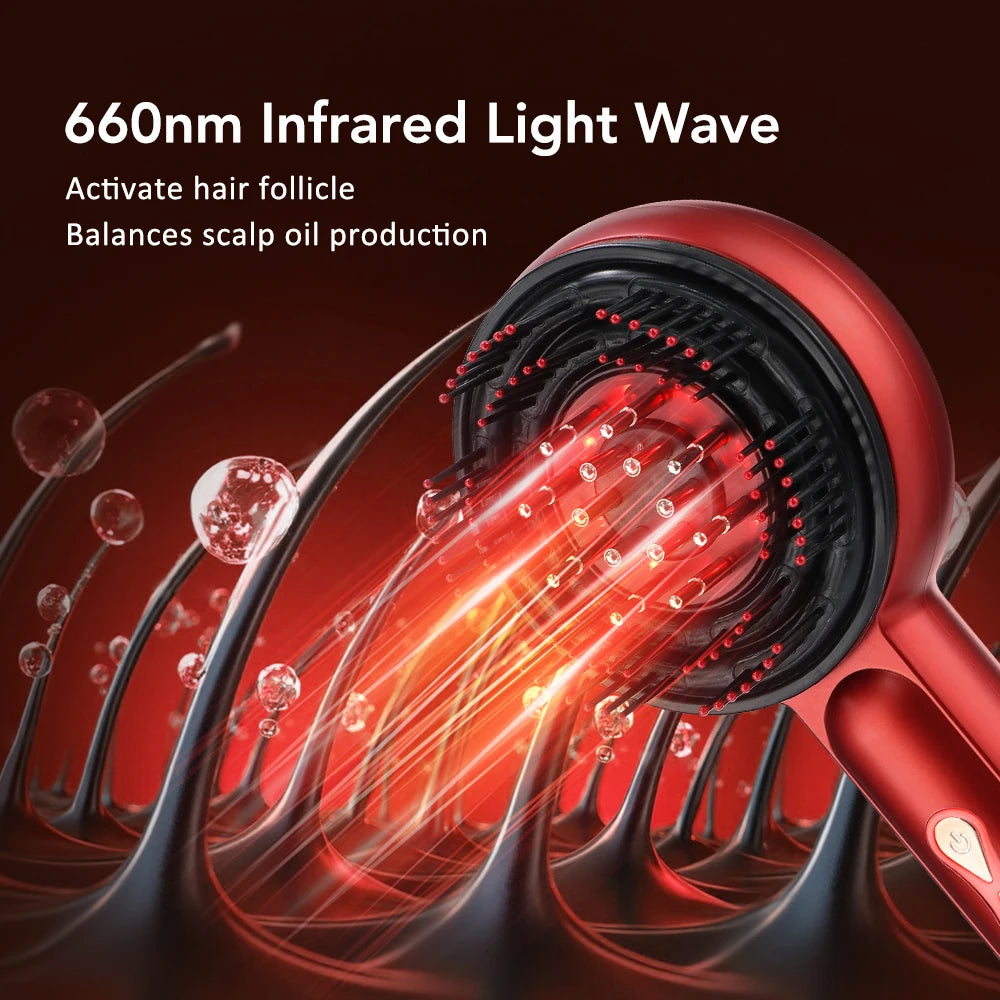 Electric Vibration Scalp Massager & Advanced Red Light Hair Growth Brush