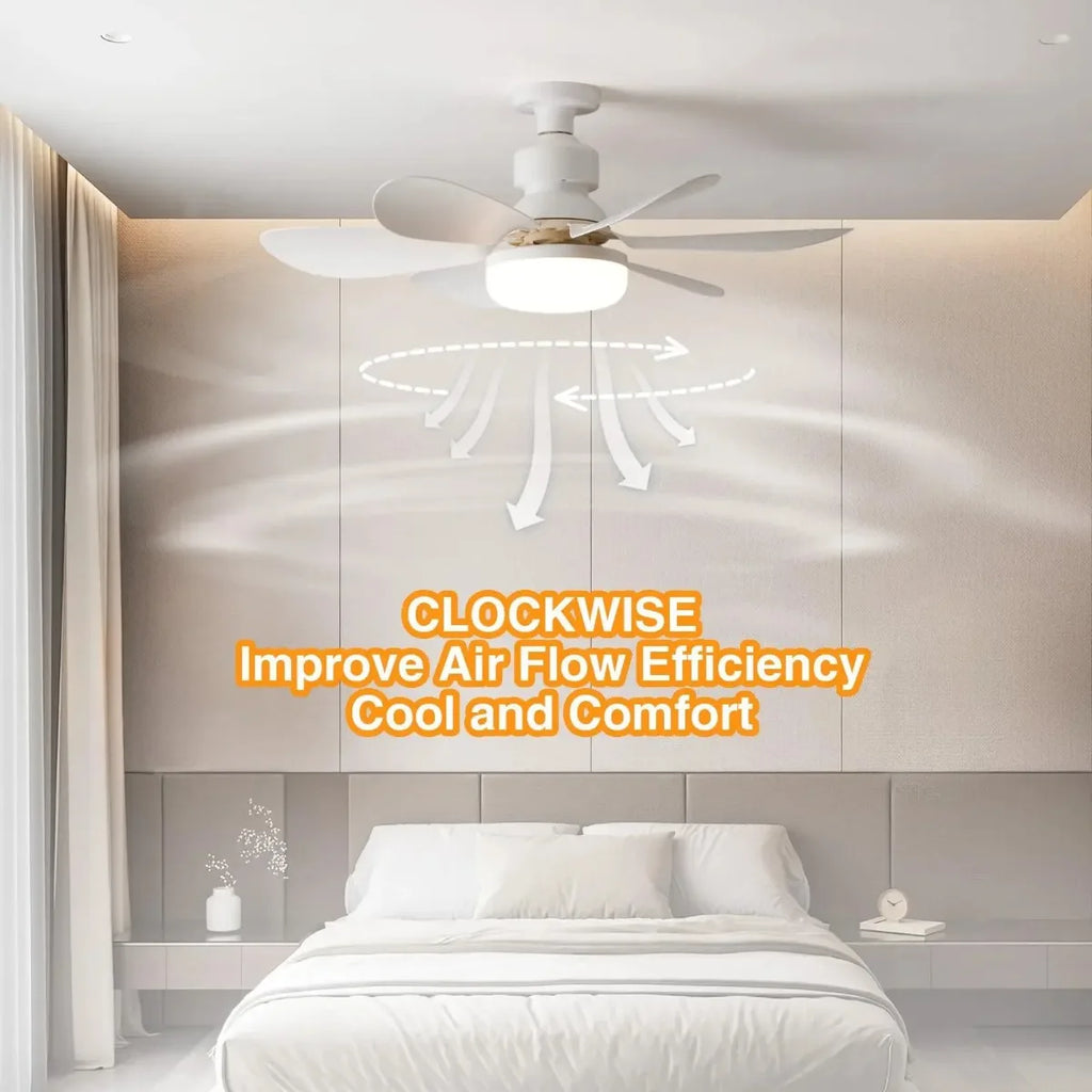 30W White Multifunctional Flower Shaped Ceiling Fan Light with Remote Dimming Function Suitable for Living Room Study ＆ Home Use