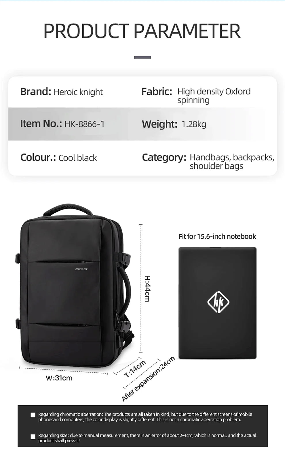 Men Backpack Waterproof Business Laptop Backpack  Travel Bag