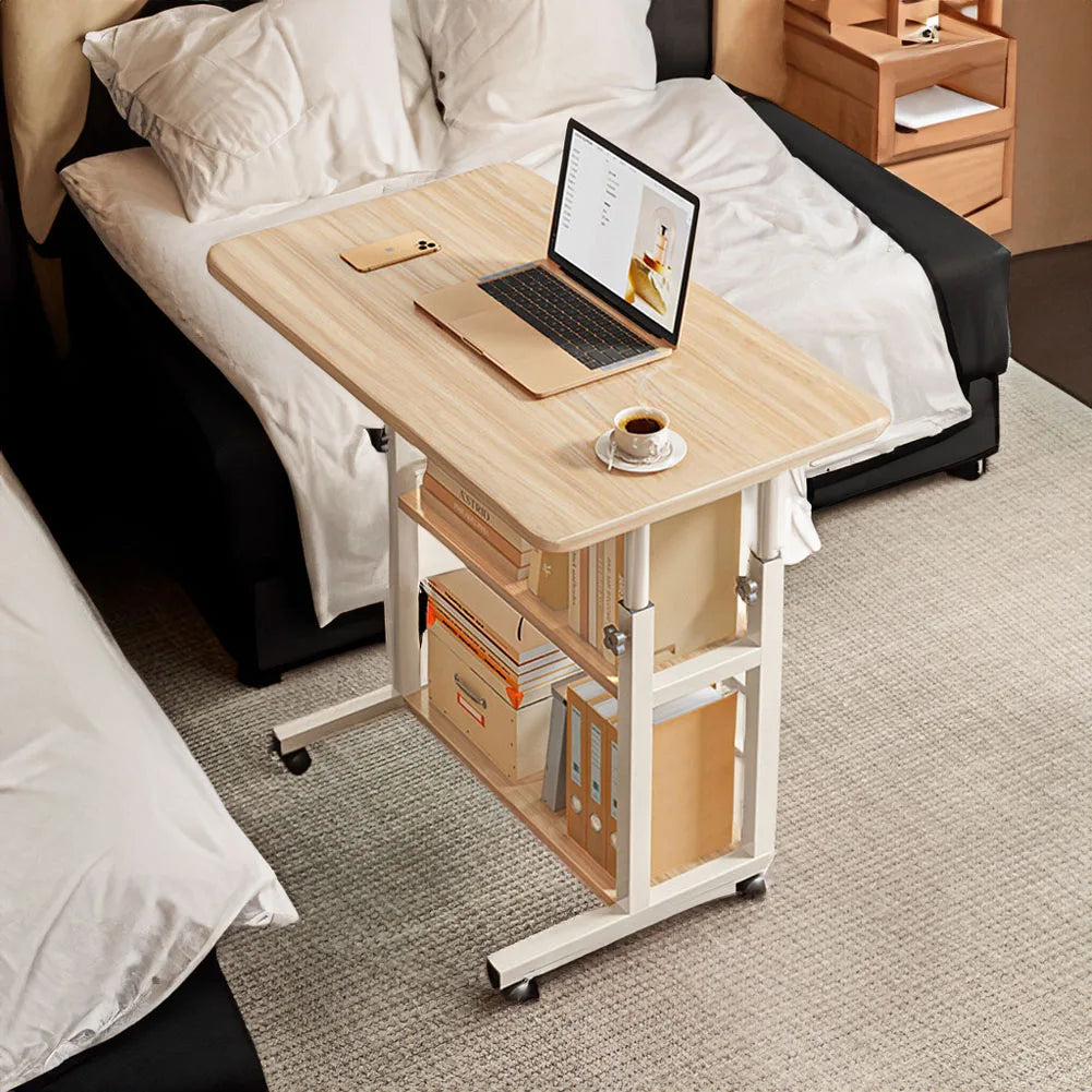 Height Adjustable Mobile Table Overbed Desk with Wheels Multi Color