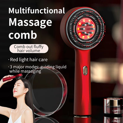Electric Vibration Scalp Massager & Advanced Red Light Hair Growth Brush