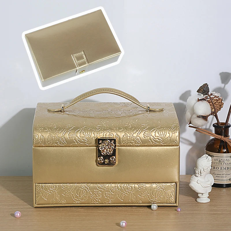 3-Layer Jewelry Storage Box with Lock for Women Watch