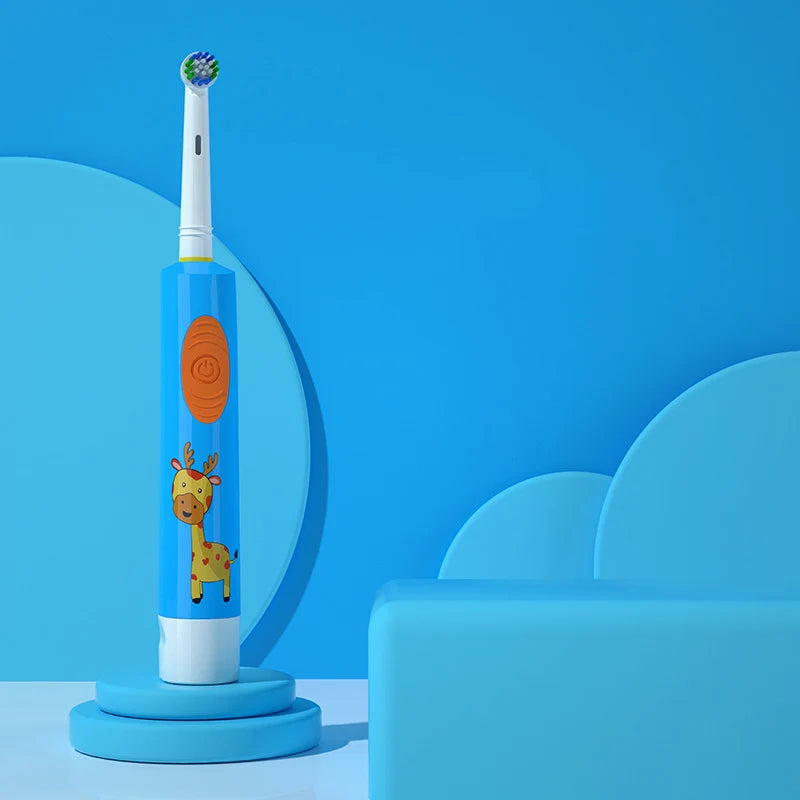 Kids Electric Toothbrush Soft Bristle Colorful Cartoon Rounded Vibrate Heads Teeth Brush Gum Care Battery Power 3-15 Years Old