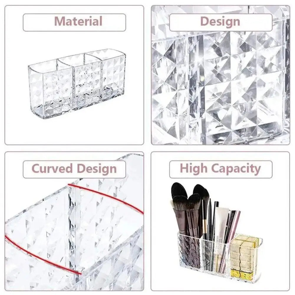 3 Slots Makeup Brush Holder Makeup Organizer Cosmetic Storage Box Lipstick Eyebrow Pencil Display Stand Acrylic Transparent Box